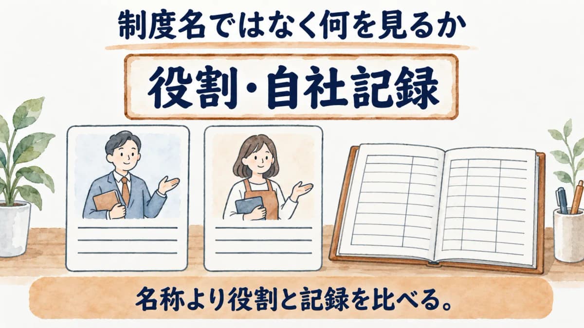 制度名でなく役割と自社記録を比べる図