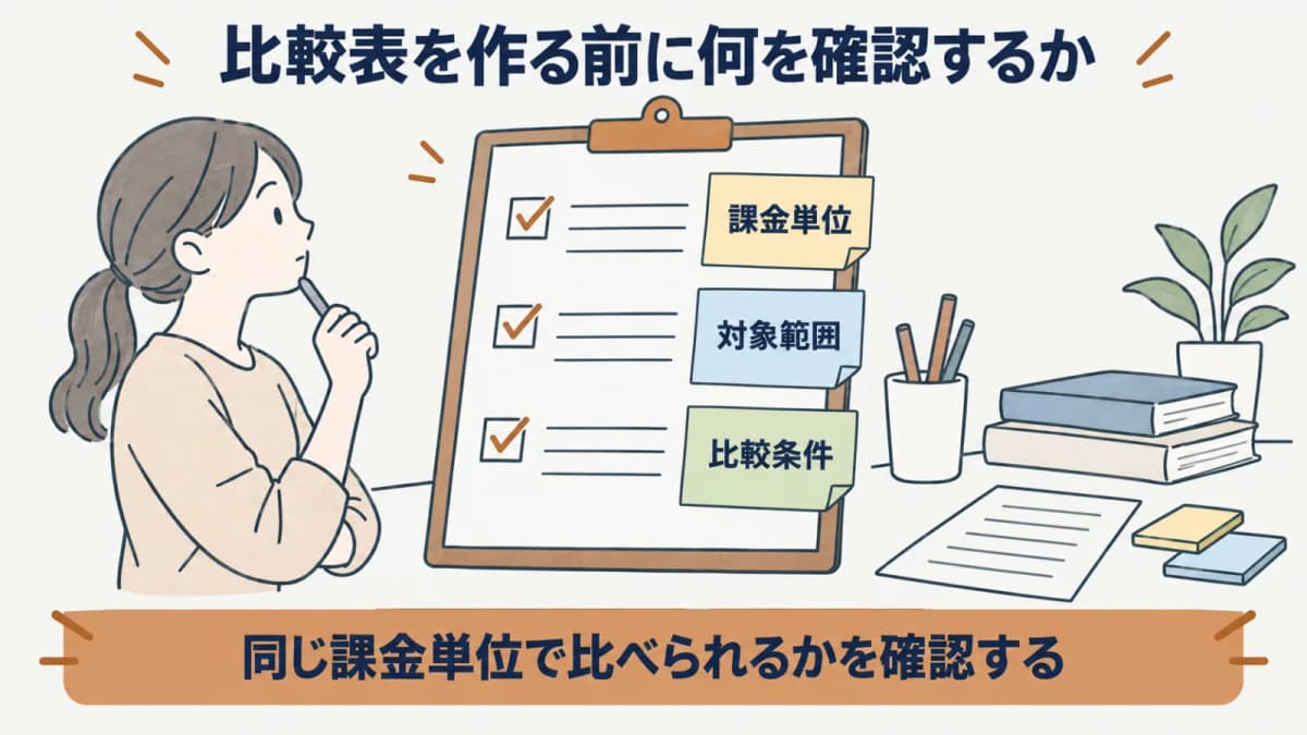 Webアプリ診断の比較表を対象・深度・方法・総額の順に確認する図